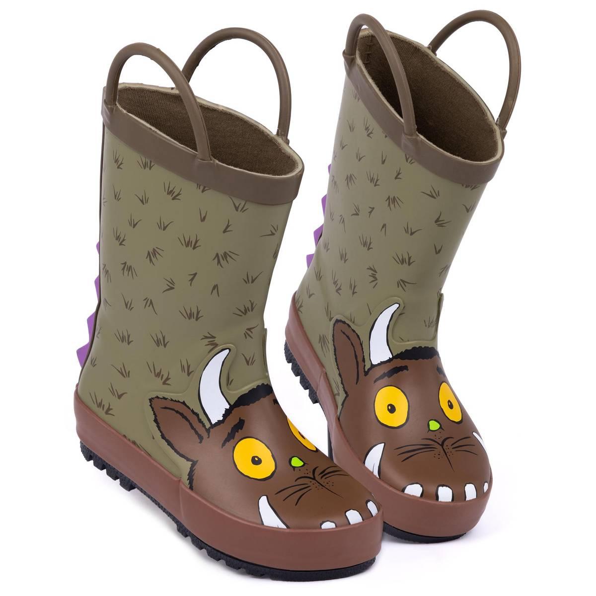 Brown - Front - The Gruffalo Childrens-Kids 3D Spikes Wellington Boots