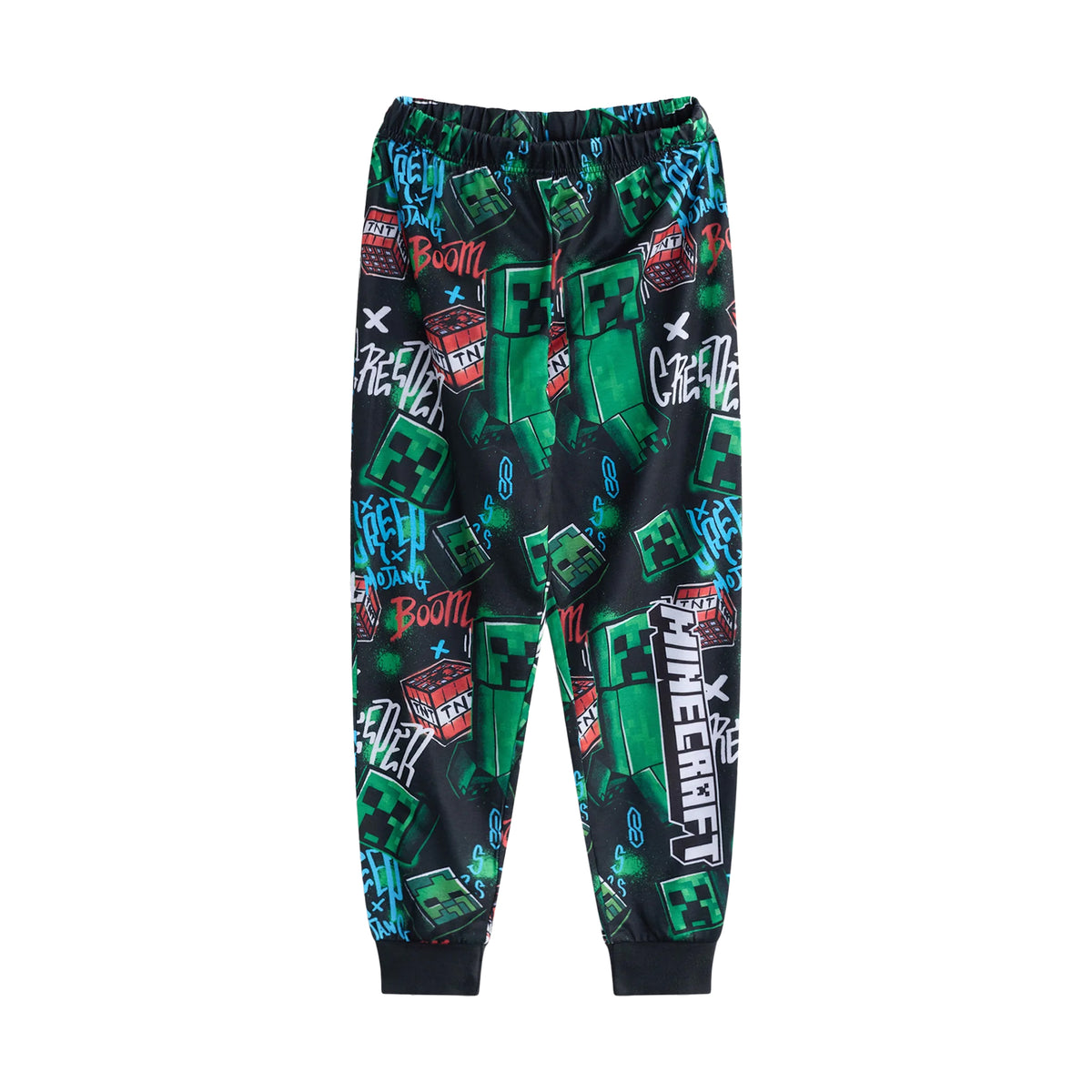 Blue-Black-Green - Side - Minecraft Boys Creeper Long Pyjama Set (Pack of 2)