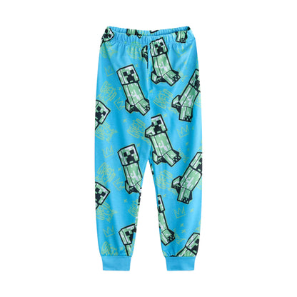 Blue-Black-Green - Pack Shot - Minecraft Boys Creeper Long Pyjama Set (Pack of 2)