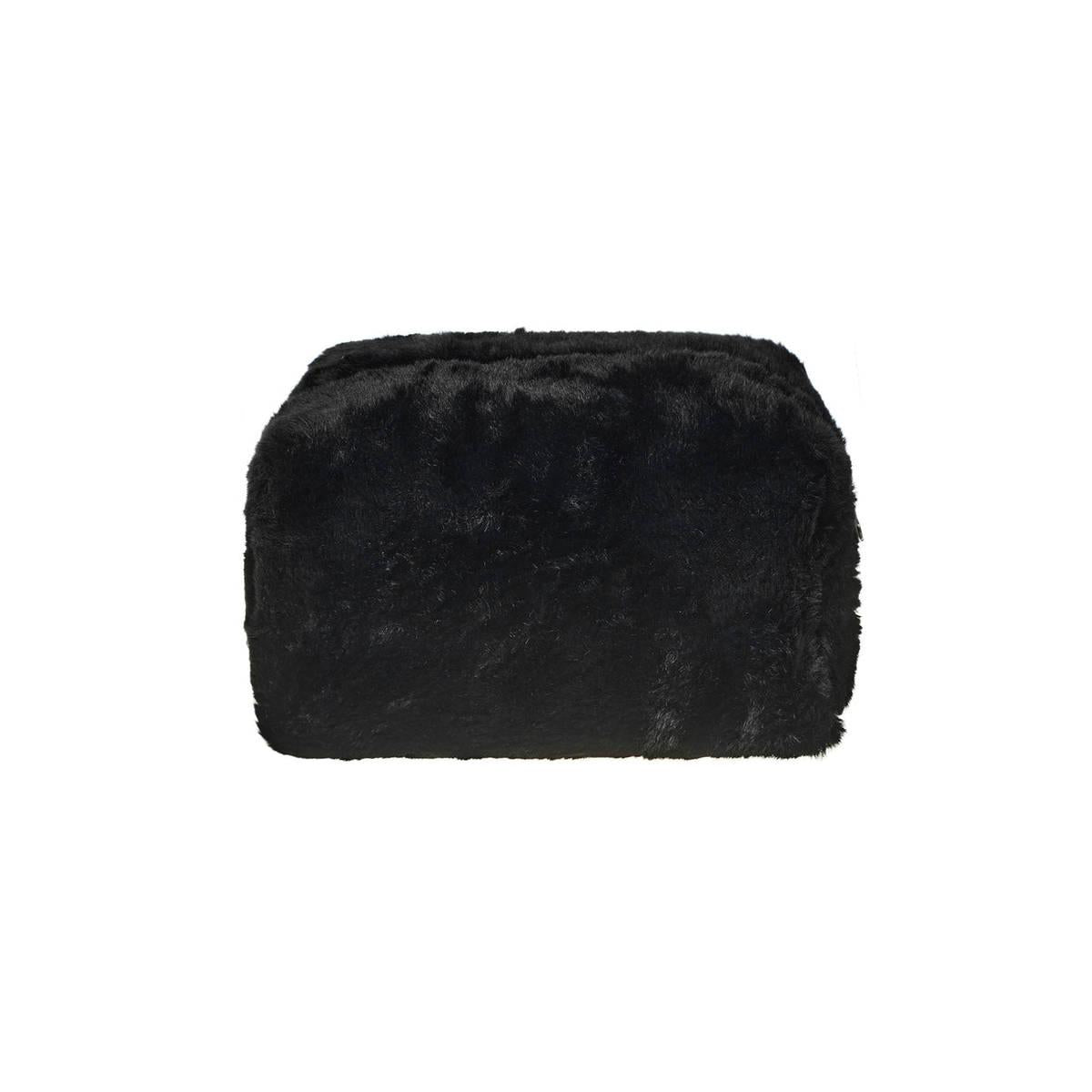 Black - Back - Wednesday Logo Fluffy Cosmetic Bag