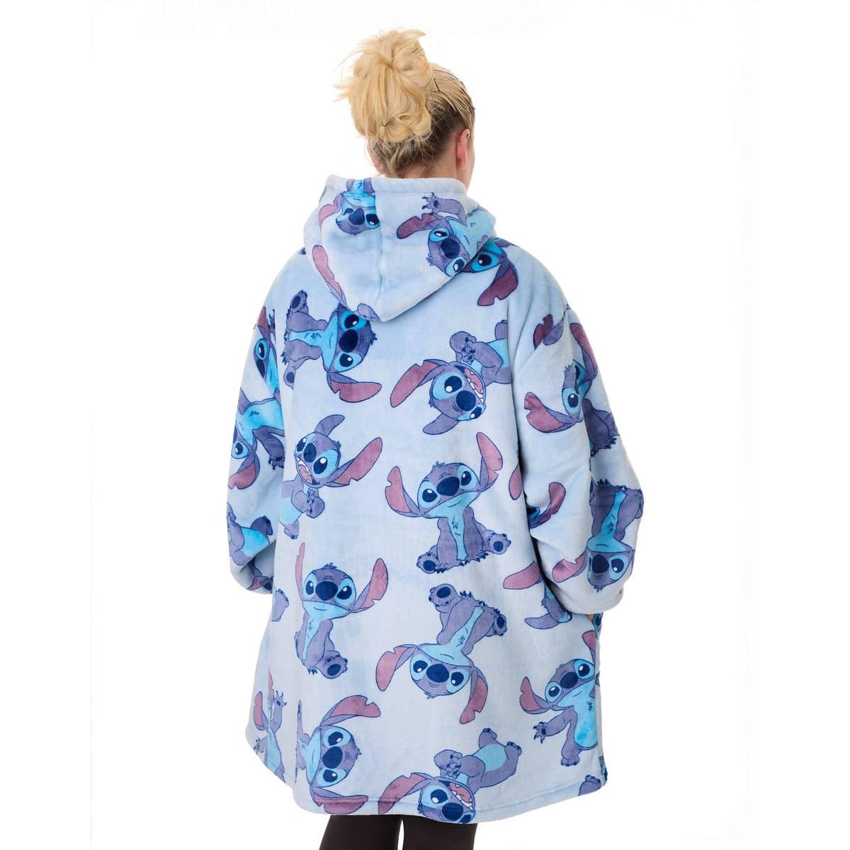 Blue - Back - Lilo & Stitch Womens-Ladies Stitch Full Zip Blanket Hoodie