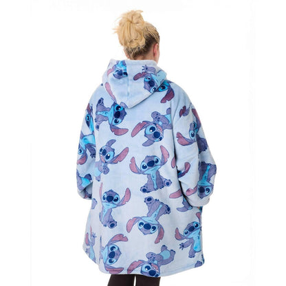 Blue - Back - Lilo & Stitch Womens-Ladies Stitch Full Zip Blanket Hoodie