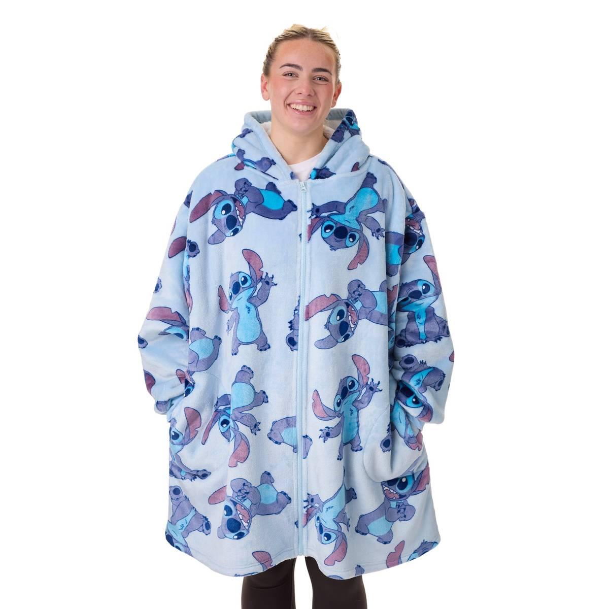 Blue - Front - Lilo & Stitch Womens-Ladies Stitch Full Zip Blanket Hoodie