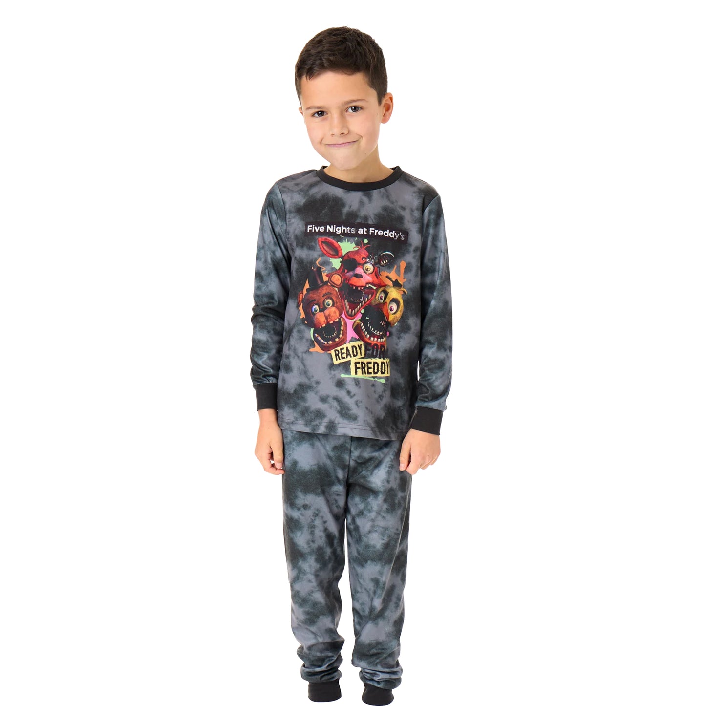 Black - Front - Five Nights At Freddys Boys Ready For Freddy Long-Sleeved Long Pyjama Set