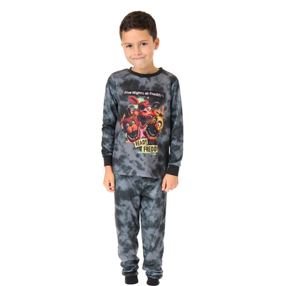 Black - Front - Five Nights At Freddys Boys Ready For Freddy Long-Sleeved Long Pyjama Set