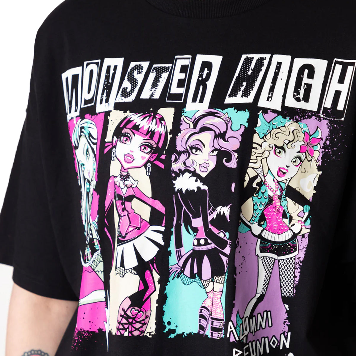Black-Pink - Side - Monster High Womens-Ladies Group Pose Long Pyjama Set