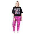 Black-Pink - Front - Monster High Womens-Ladies Group Pose Long Pyjama Set
