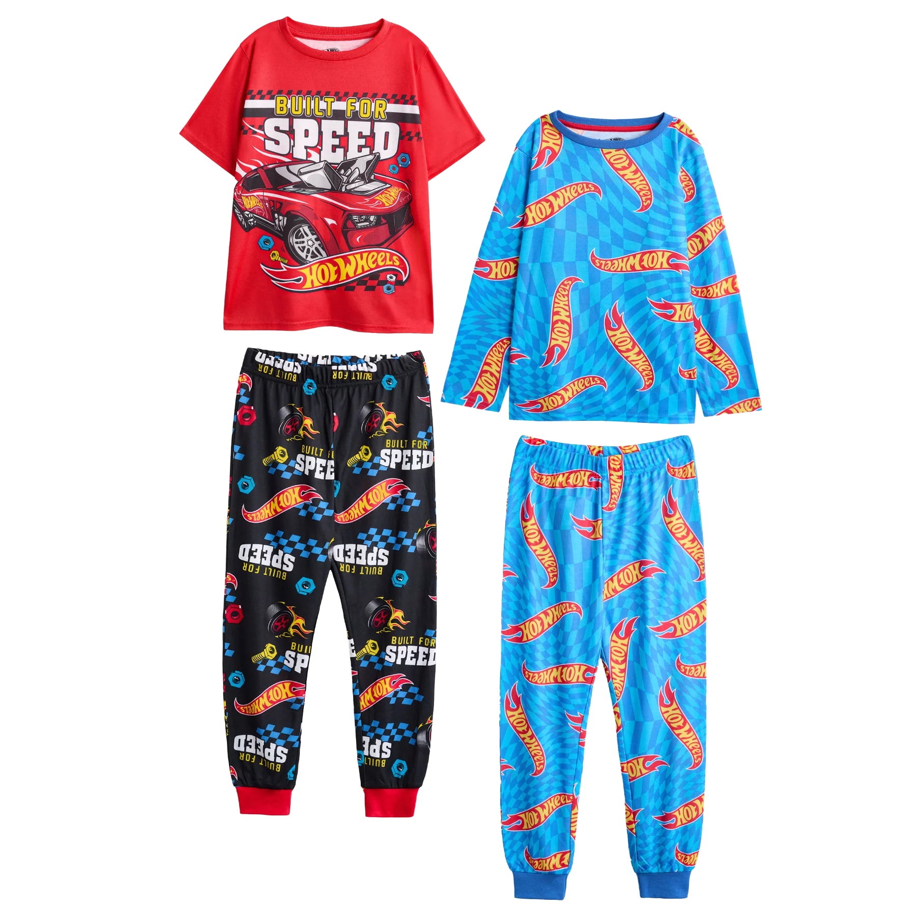 Multicoloured - Front - Hot Wheels Boys Built For Speed Long Pyjama Set (Pack of 2)