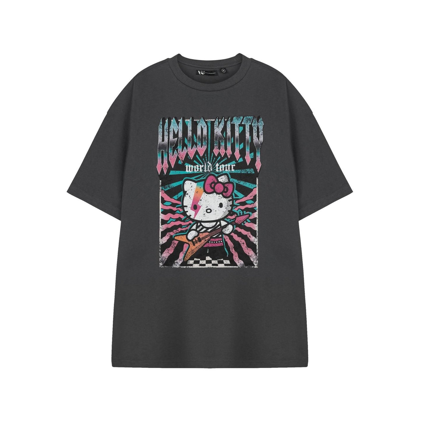 Grey - Front - Hello Kitty Womens-Ladies World Tour Short-Sleeved T-Shirt