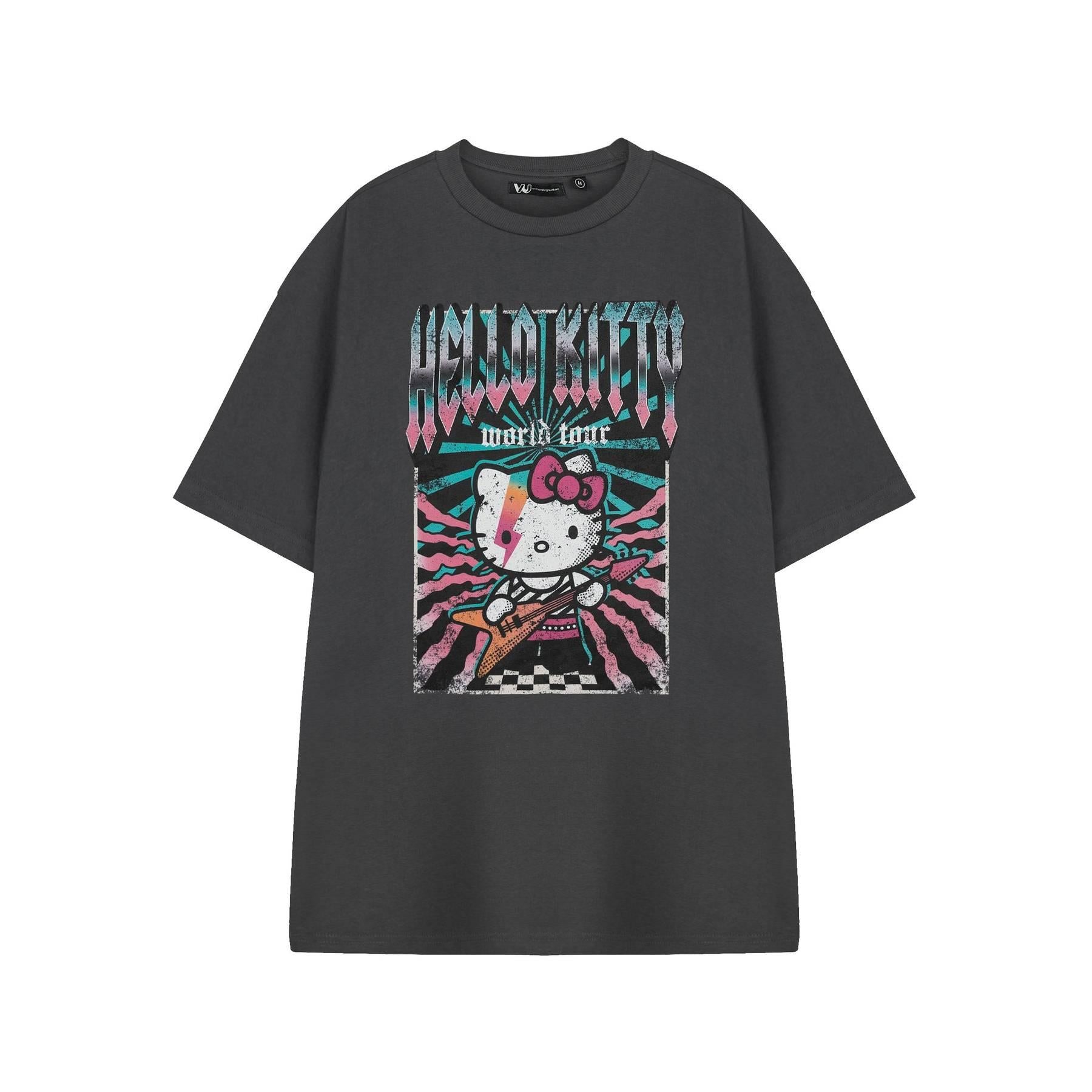 Grey - Front - Hello Kitty Womens-Ladies World Tour Short-Sleeved T-Shirt