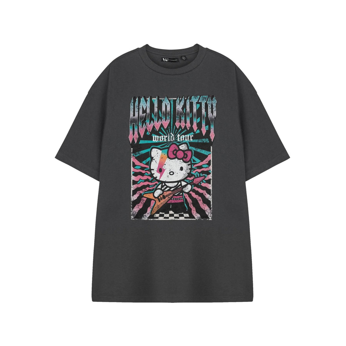 Grey - Front - Hello Kitty Womens-Ladies World Tour Short-Sleeved T-Shirt