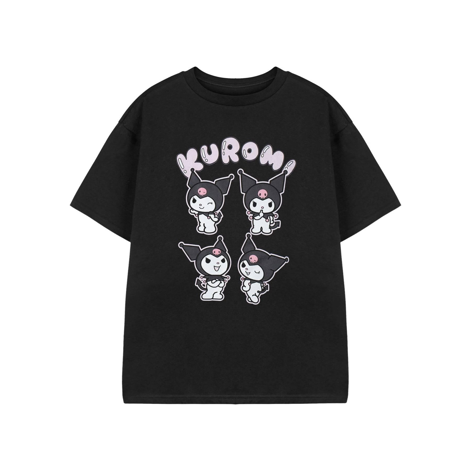 Black - Front - Hello Kitty Girls Kuromi Heart Short-Sleeved T-Shirt