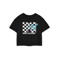 Black - Front - MTV Womens-Ladies Checkerboard Logo Short-Sleeved Crop T-Shirt