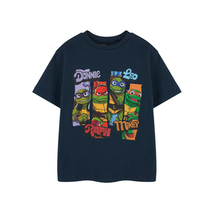 Navy - Front - Teenage Mutant Ninja Turtles Boys Character Slices Short-Sleeved T-Shirt