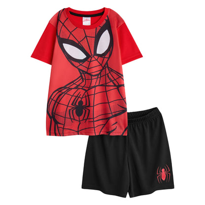 Red-Black - Front - Spider-Man Boys Face Short Pyjama Set