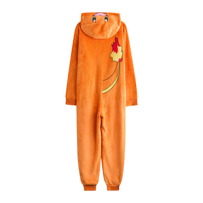 Orange - Back - Pokemon Childrens-Kids Charmander All-In-One Nightwear