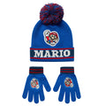 Blue-Red - Front - Super Mario Boys Beanie & Gloves Set