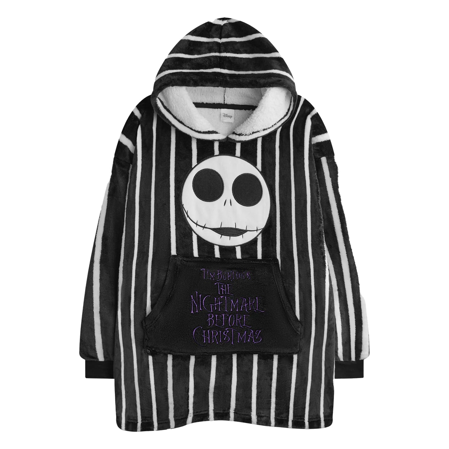 Black-White - Front - The Nightmare Before Christmas Childrens-Kids Jack Skellington Blanket Hoodie