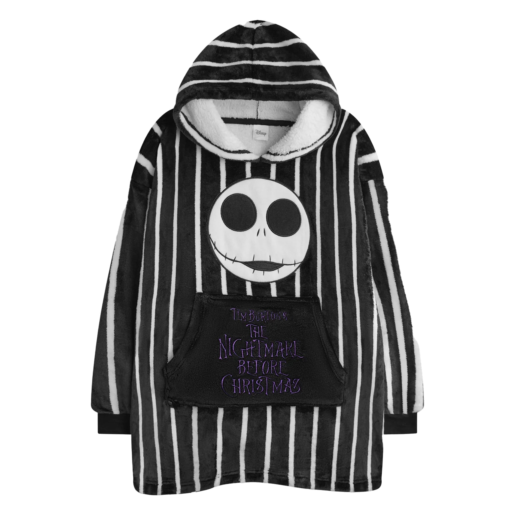 Black-White - Front - The Nightmare Before Christmas Childrens-Kids Jack Skellington Blanket Hoodie