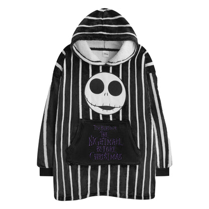 Black-White - Front - The Nightmare Before Christmas Childrens-Kids Jack Skellington Blanket Hoodie