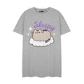 Grey Marl - Front - Pusheen Womens-Ladies Sleepy Short-Sleeved Nightie