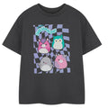 Grey - Front - Squishmallows Girls Checkerboard Short-Sleeved T-Shirt