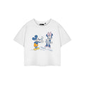 White - Front - Disney Womens-Ladies True Original Mickey & Minnie Mouse Short-Sleeved Crop T-Shirt