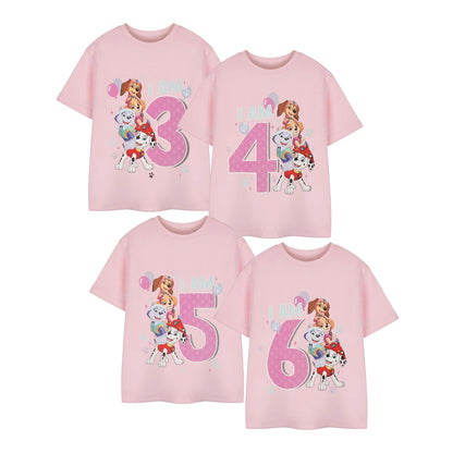 Pink - Front - Paw Patrol Girls I Am 3 Short-Sleeved Birthday T-Shirt