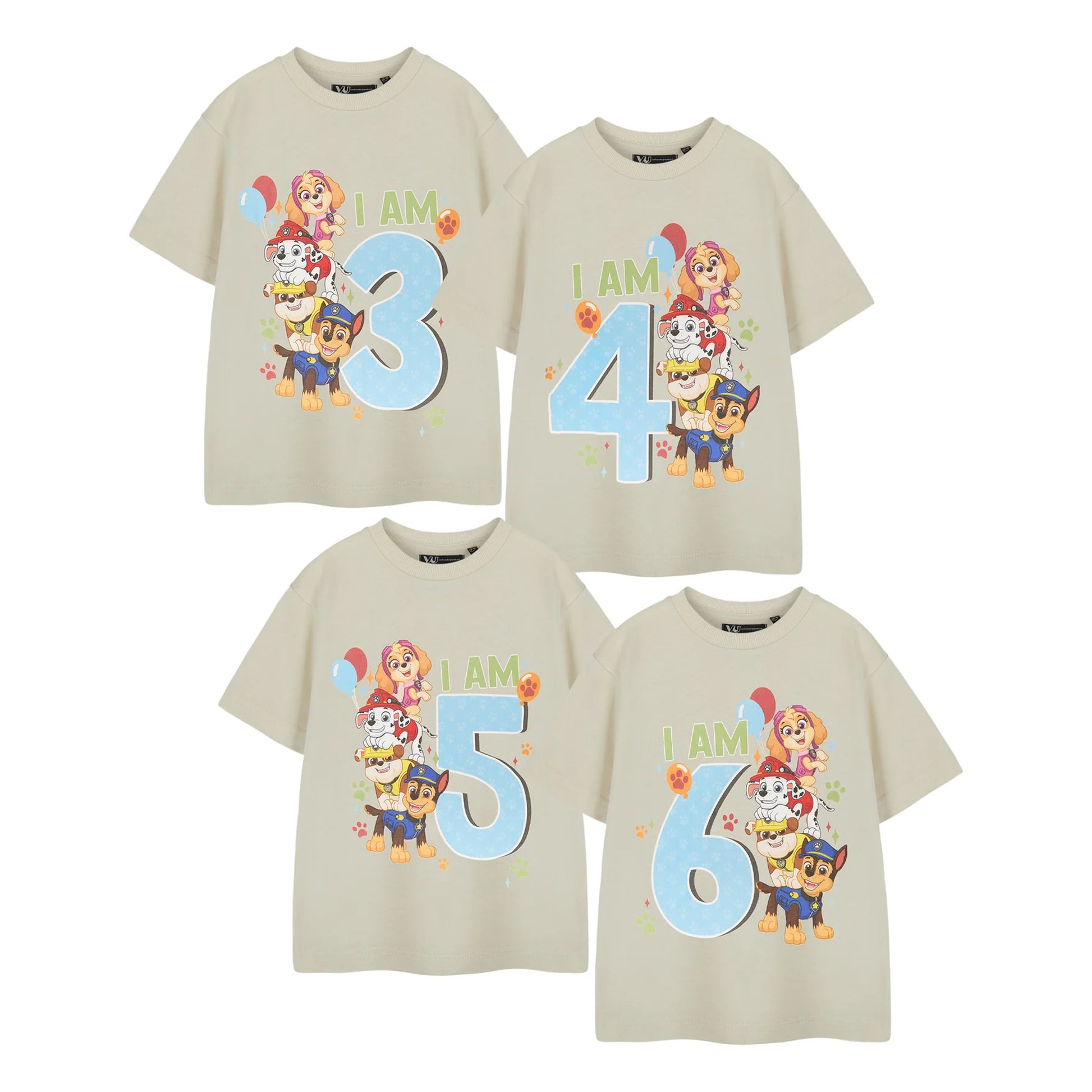 Beige - Back - Paw Patrol Boys I Am 3 Short-Sleeved Birthday T-Shirt