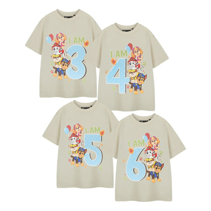 Beige - Back - Paw Patrol Boys I Am 3 Short-Sleeved Birthday T-Shirt
