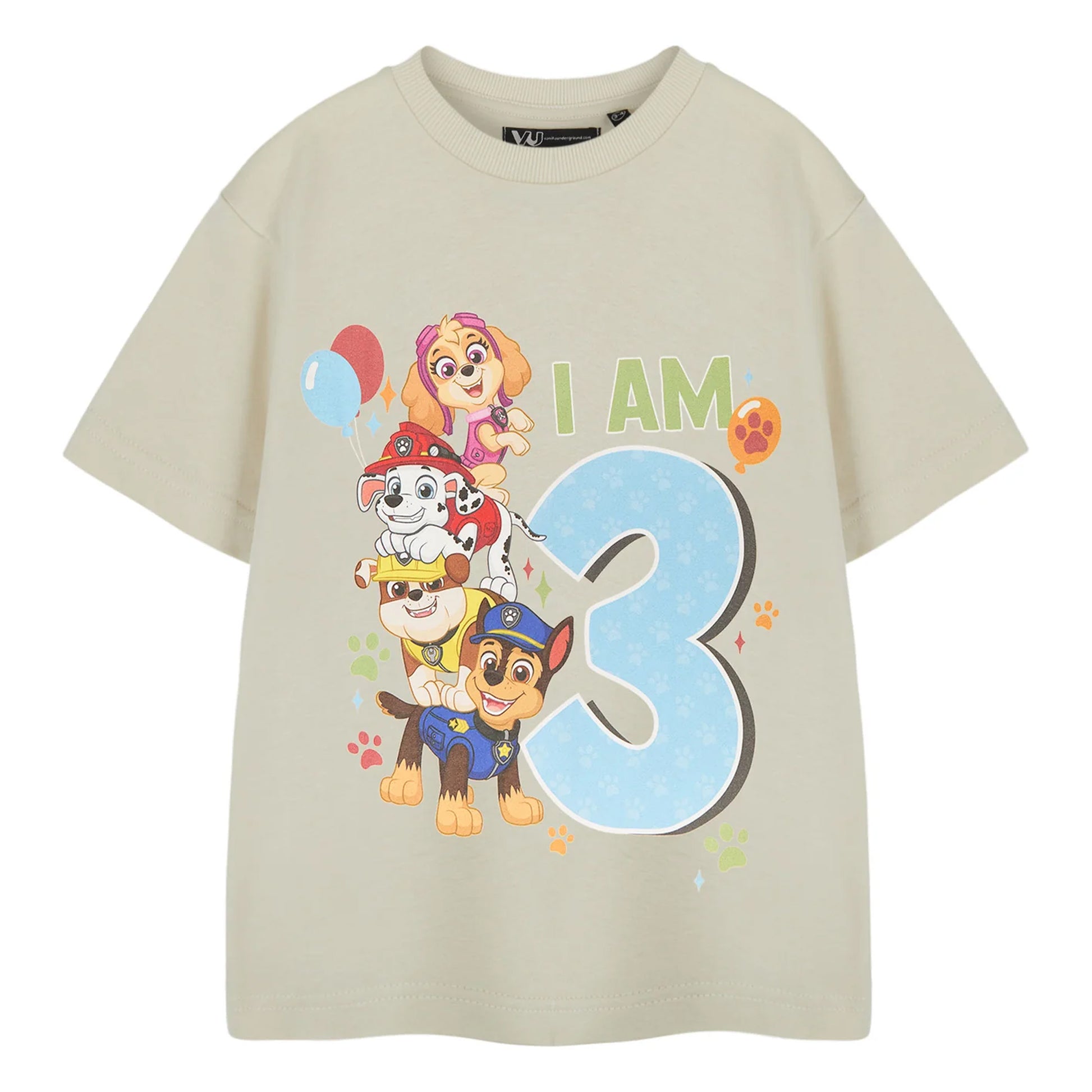 Beige - Front - Paw Patrol Boys I Am 3 Short-Sleeved Birthday T-Shirt