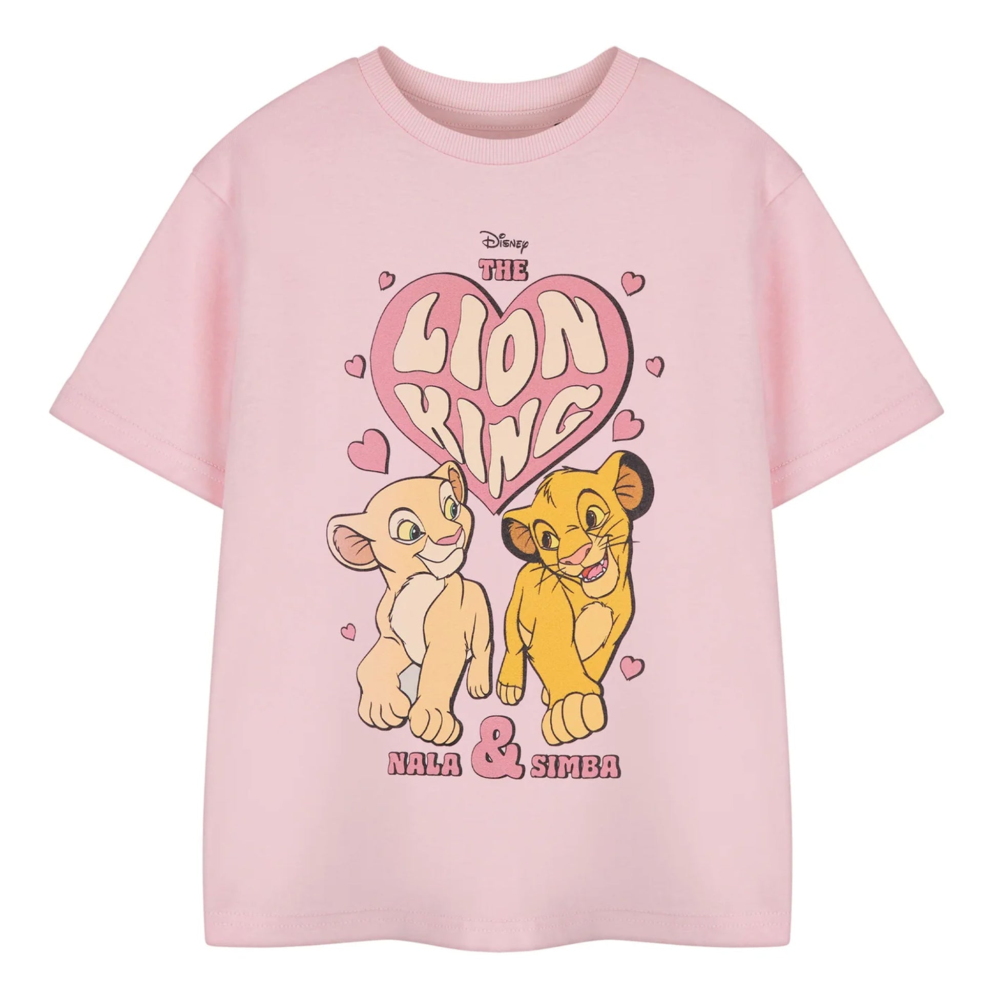 Pink - Front - The Lion King Girls Heart Short-Sleeved T-Shirt