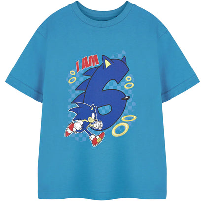 Blue - Front - Sonic The Hedgehog Boys I Am 6 Short-Sleeved Birthday T-Shirt