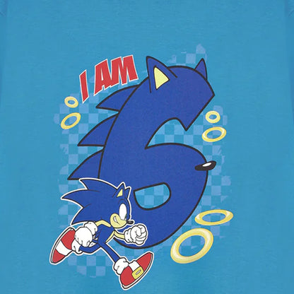 Blue - Back - Sonic The Hedgehog Boys I Am 6 Short-Sleeved Birthday T-Shirt