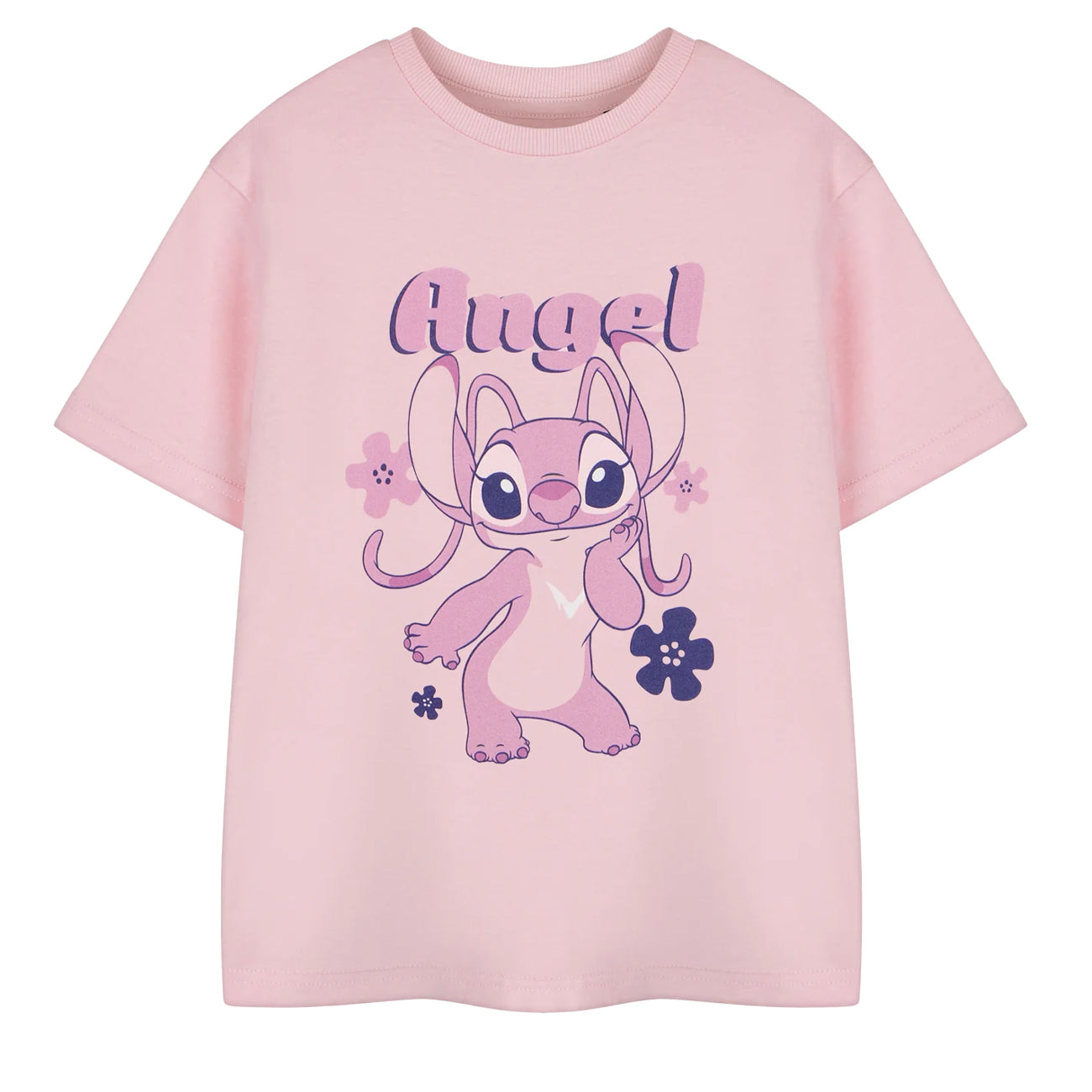 Pink - Front - Lilo & Stitch Girls Angel Short-Sleeved T-Shirt