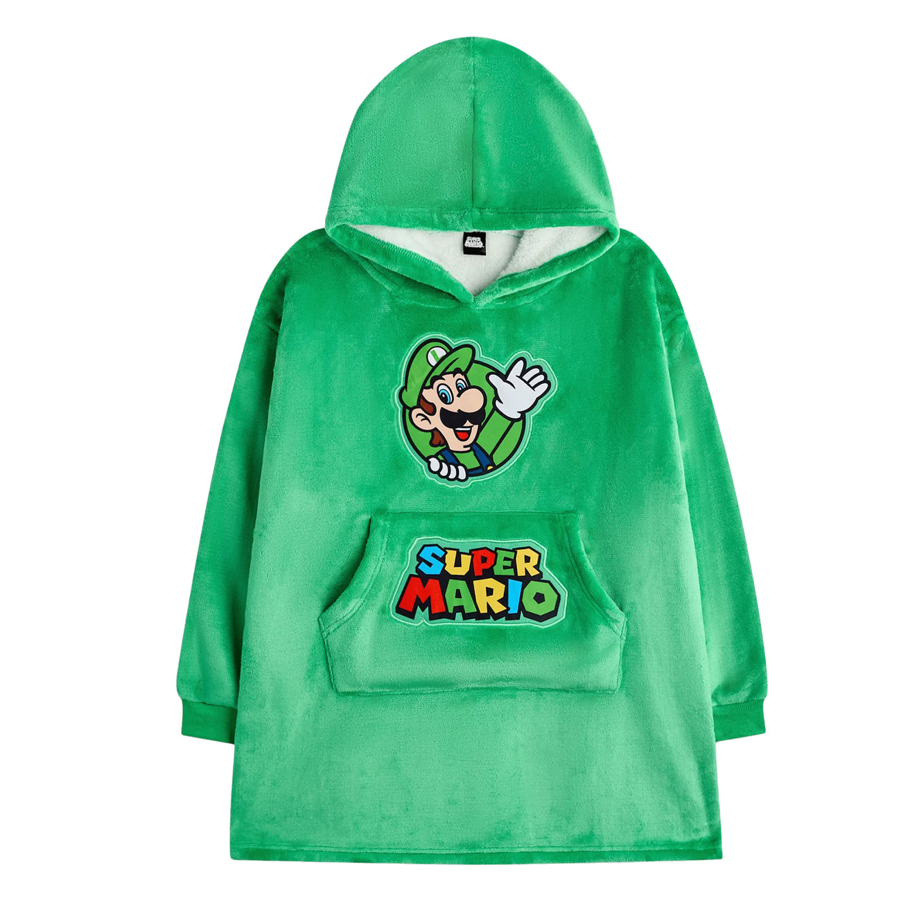 Green - Front - Super Mario Boys Luigi Blanket Hoodie