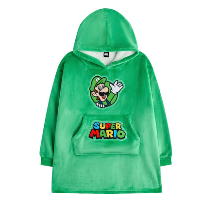 Green - Front - Super Mario Boys Luigi Blanket Hoodie