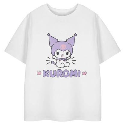 White - Front - Hello Kitty Girls Kuromi Heart T-Shirt