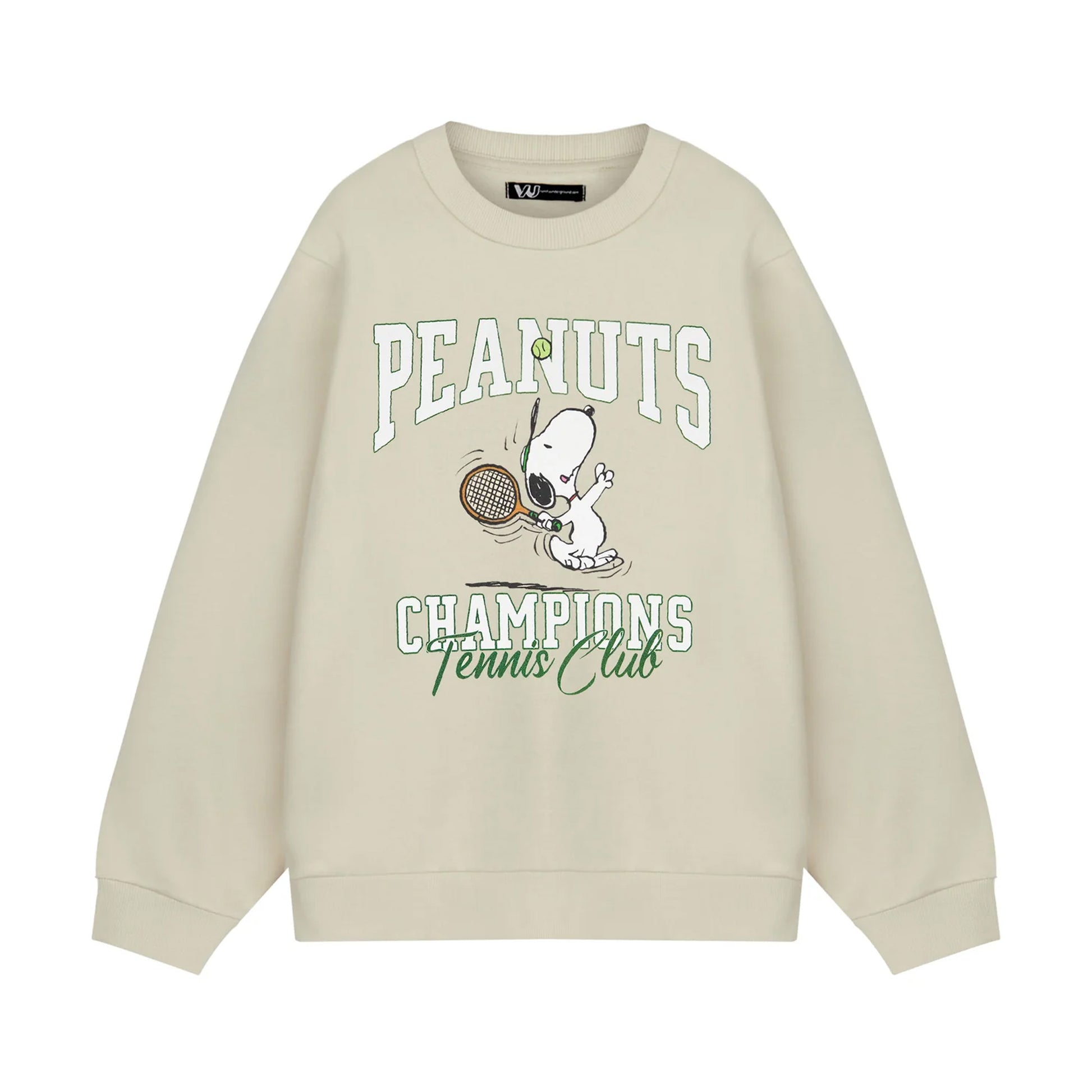 Oatmeal - Front - Peanuts Unisex Adult Snoopy Tennis Sweatshirt
