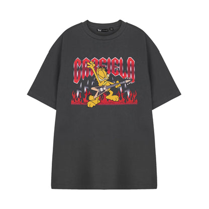 Charcoal - Front - Garfield Unisex Adult Guitar Short-Sleeved T-Shirt