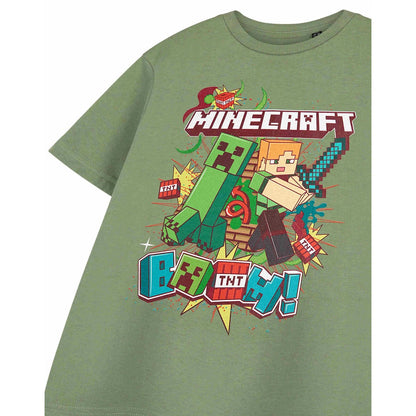 Green - Close up - Minecraft Boys Boom Short-Sleeved T-Shirt