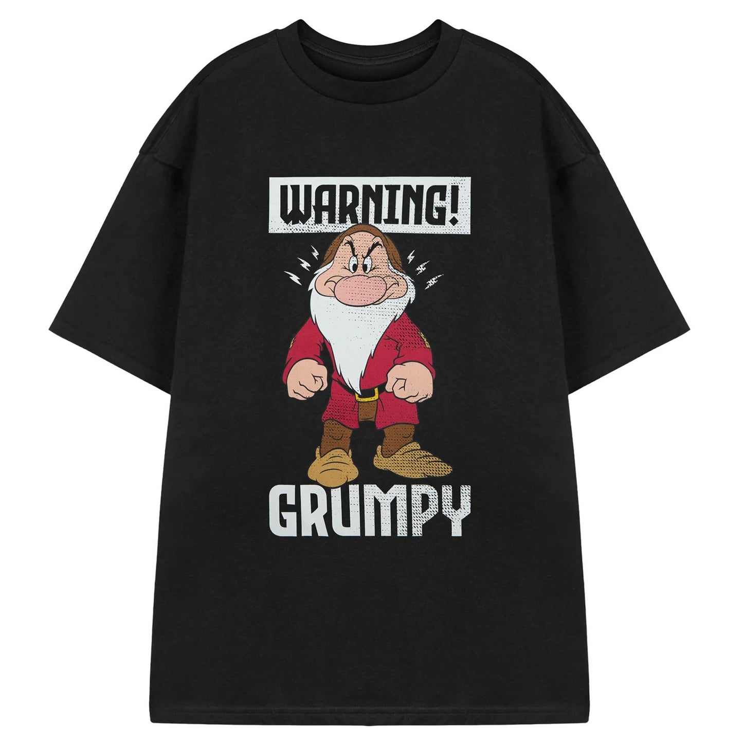 Black - Front - Snow White And The Seven Dwarfs Mens Warning Grumpy T-Shirt