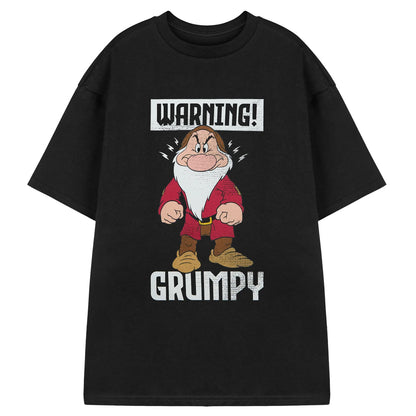 Black - Front - Snow White And The Seven Dwarfs Mens Warning Grumpy T-Shirt