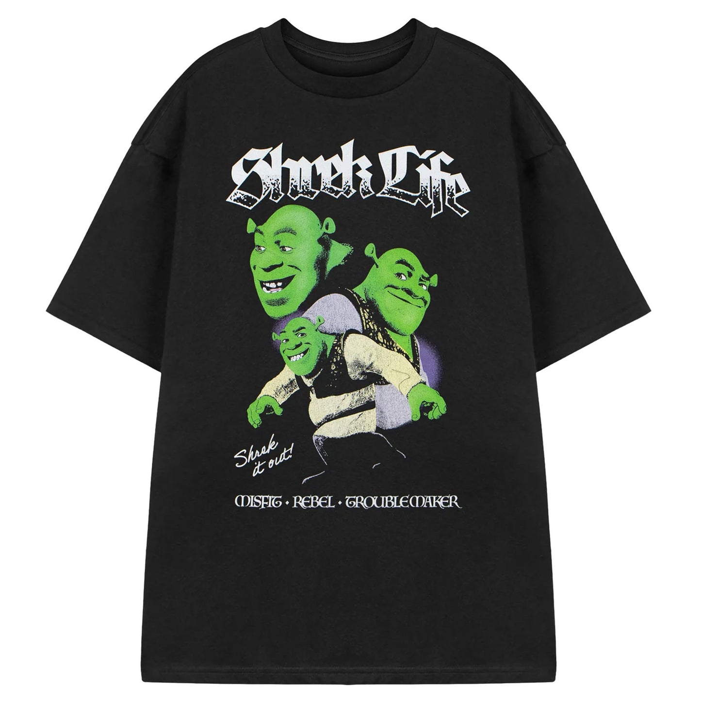 Black - Front - Shrek Unisex Adult Life Short-Sleeved T-Shirt
