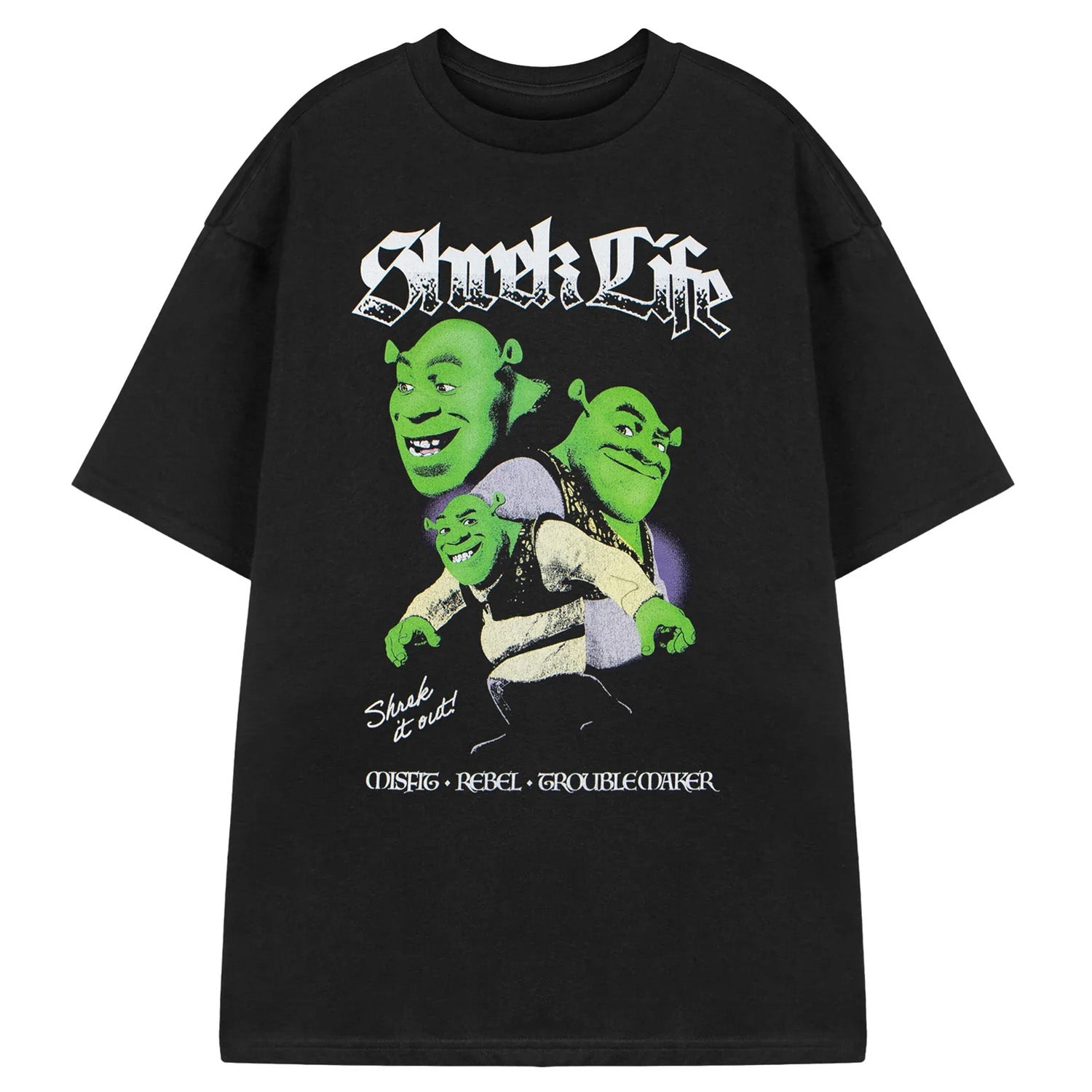 Black - Front - Shrek Unisex Adult Life Short-Sleeved T-Shirt
