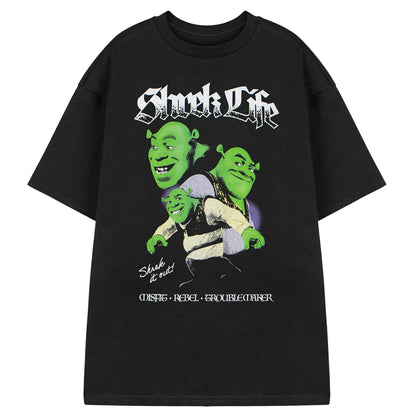 Black - Front - Shrek Unisex Adult Life Short-Sleeved T-Shirt
