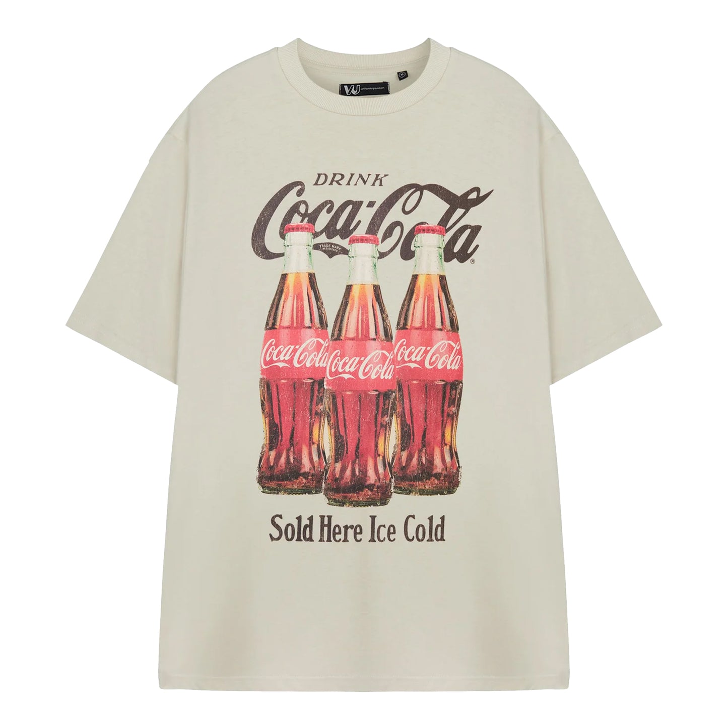 Beige - Front - Coca-Cola Unisex Adult Sold Here Ice Cold T-Shirt