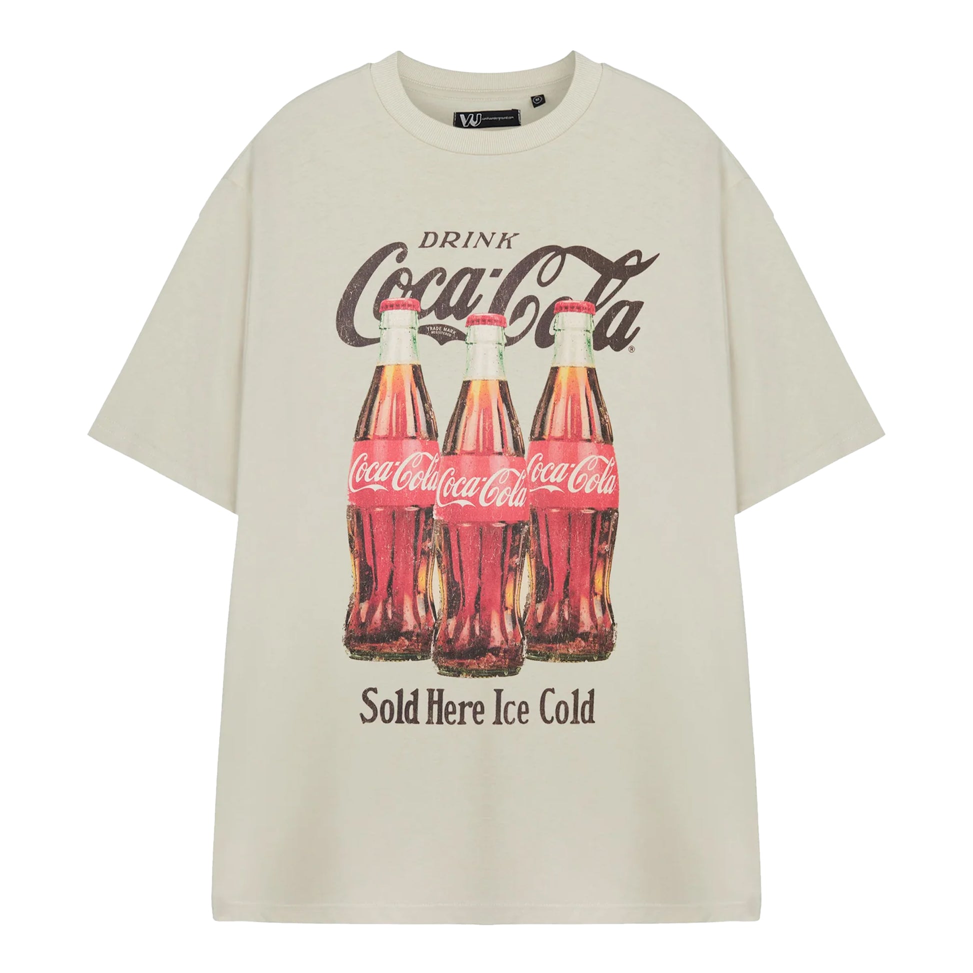 Beige - Front - Coca-Cola Unisex Adult Sold Here Ice Cold T-Shirt