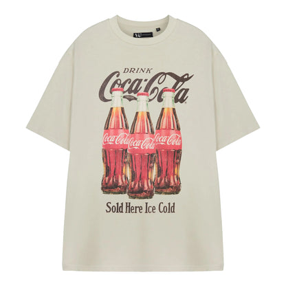 Beige - Front - Coca-Cola Unisex Adult Sold Here Ice Cold T-Shirt
