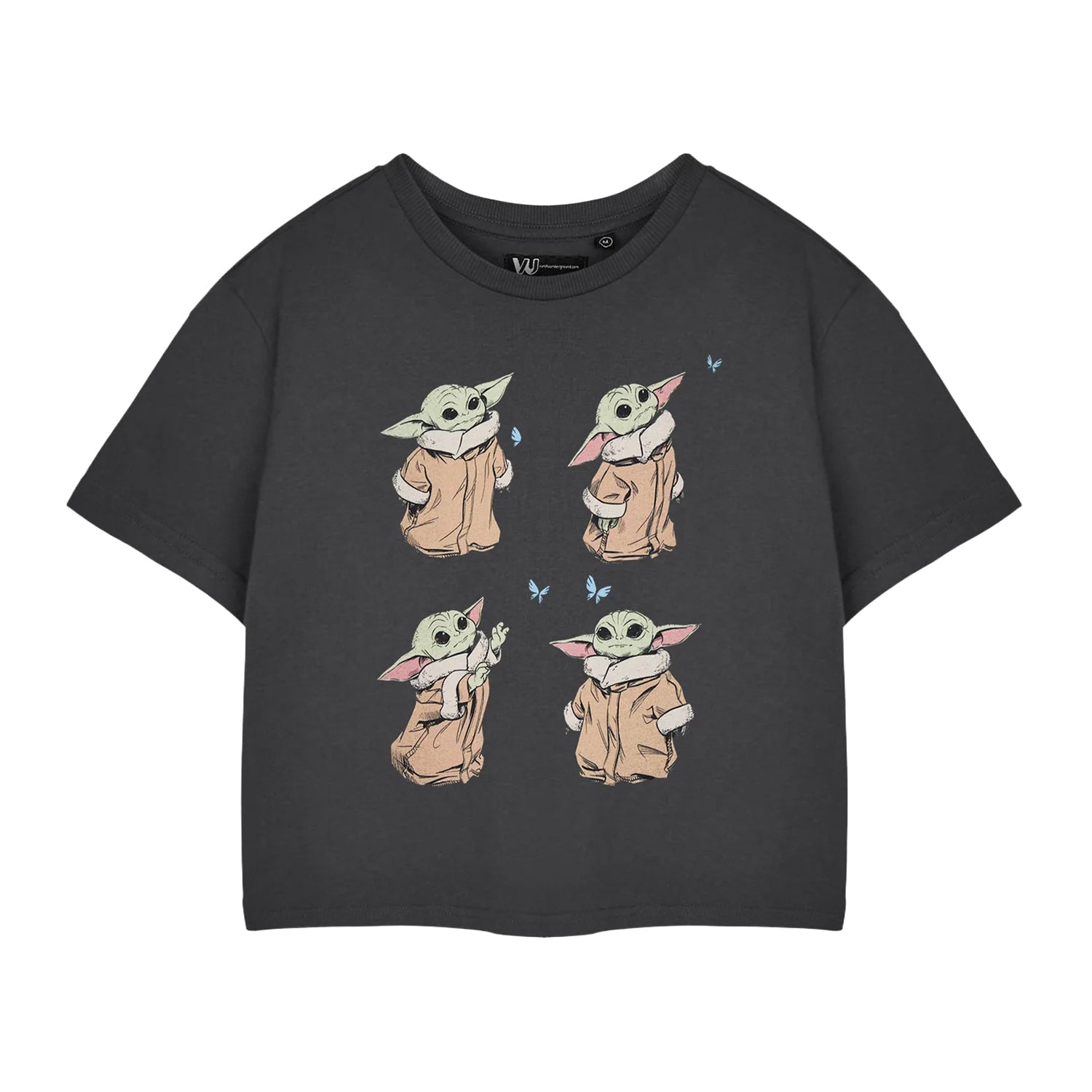 Grey - Front - Star Wars The Mandalorian Womens-Ladies Grogu Cropped Short-Sleeved T-Shirt